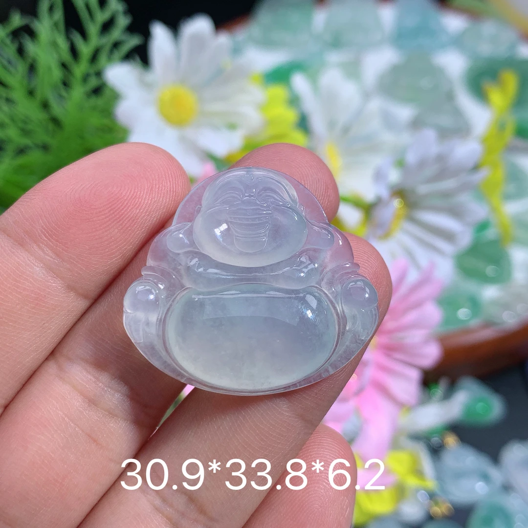 缅甸天然翡翠A货冰种佛公吊坠o百搭气质冰透精致礼物妈妈雕刻玉石