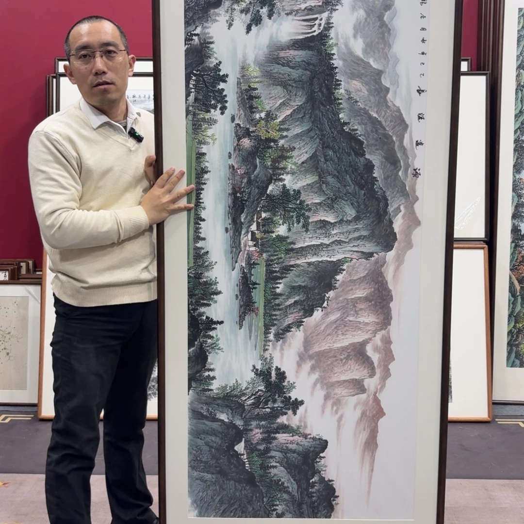 双***元国画手绘作品带框210/80