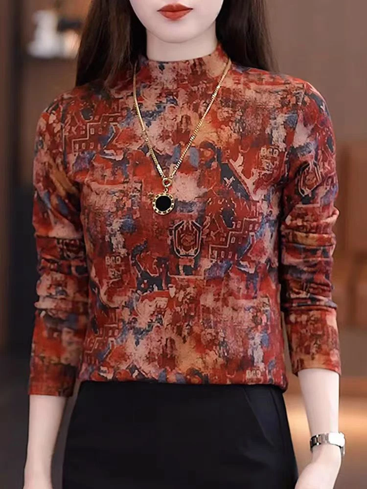 半高领双面奥绒德绒打底衫条纹秋冬上衣#986