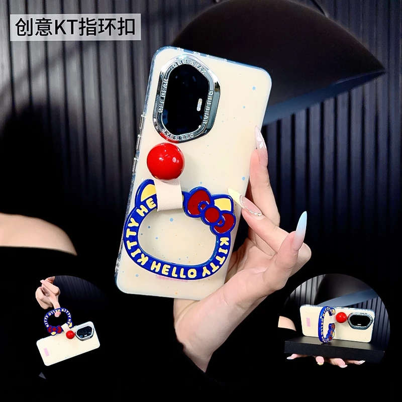 适用荣耀300手机壳新款300pro套honor泼墨可爱kt猫小众指环圈女款