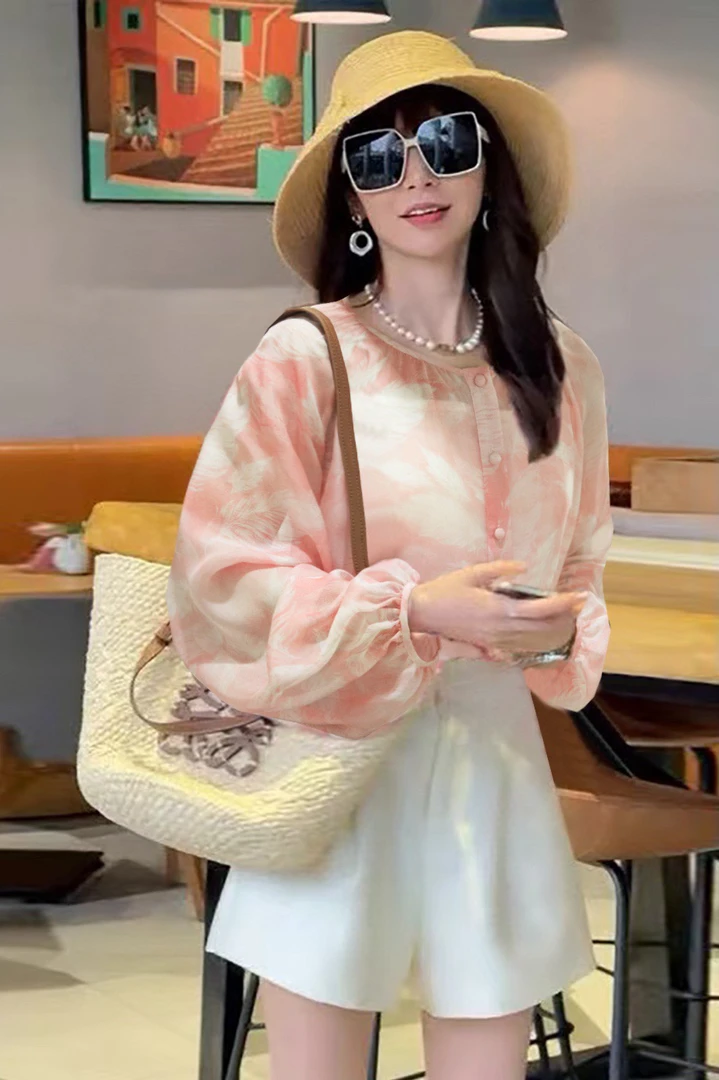 气质设计感圆领衬衫搭配宽松短裤两件套女装小众显瘦时尚减龄洋气