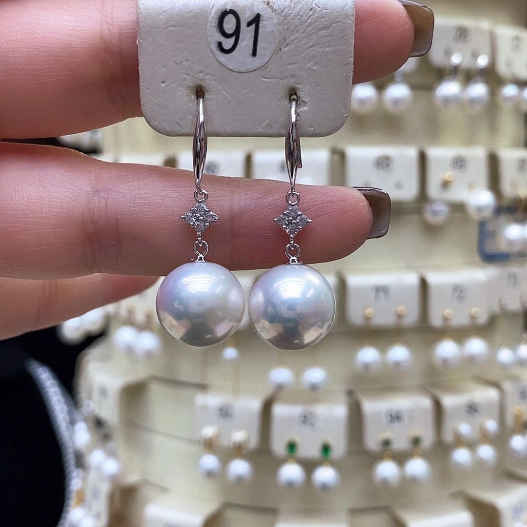 银S925镶嵌耳饰淡水珍珠