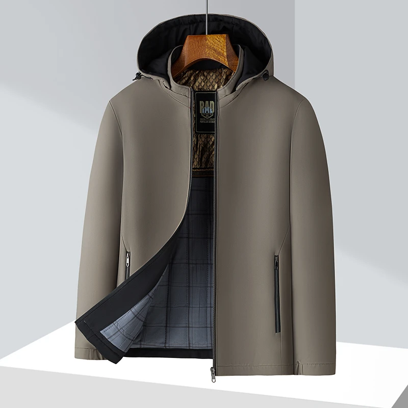 克罗伊保罗秋冬男士可拆帽夹克商务休闲加棉加厚防风拉链中年外套