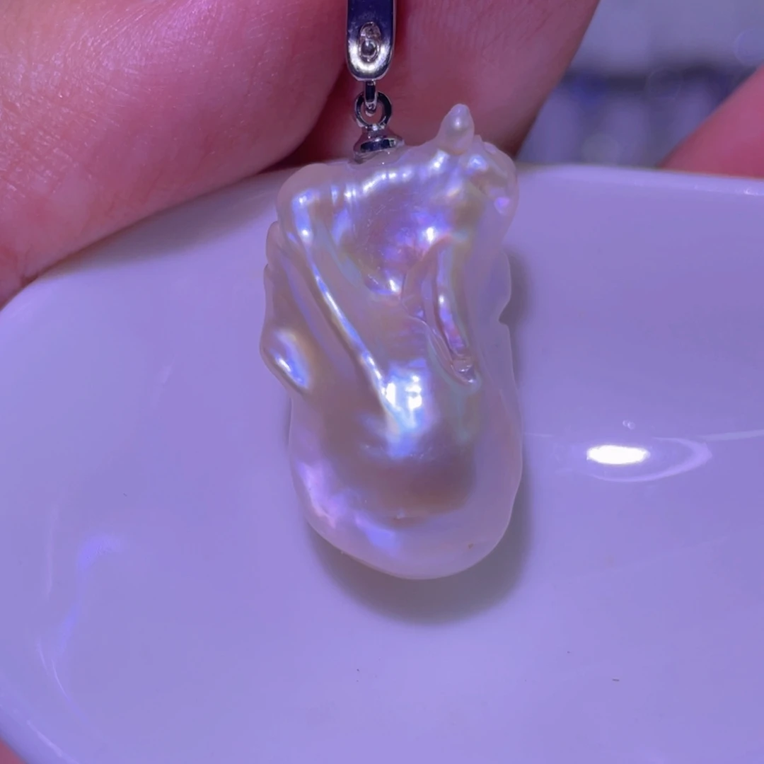 淡水珍珠银S925镶嵌天然淡水珍珠吊坠