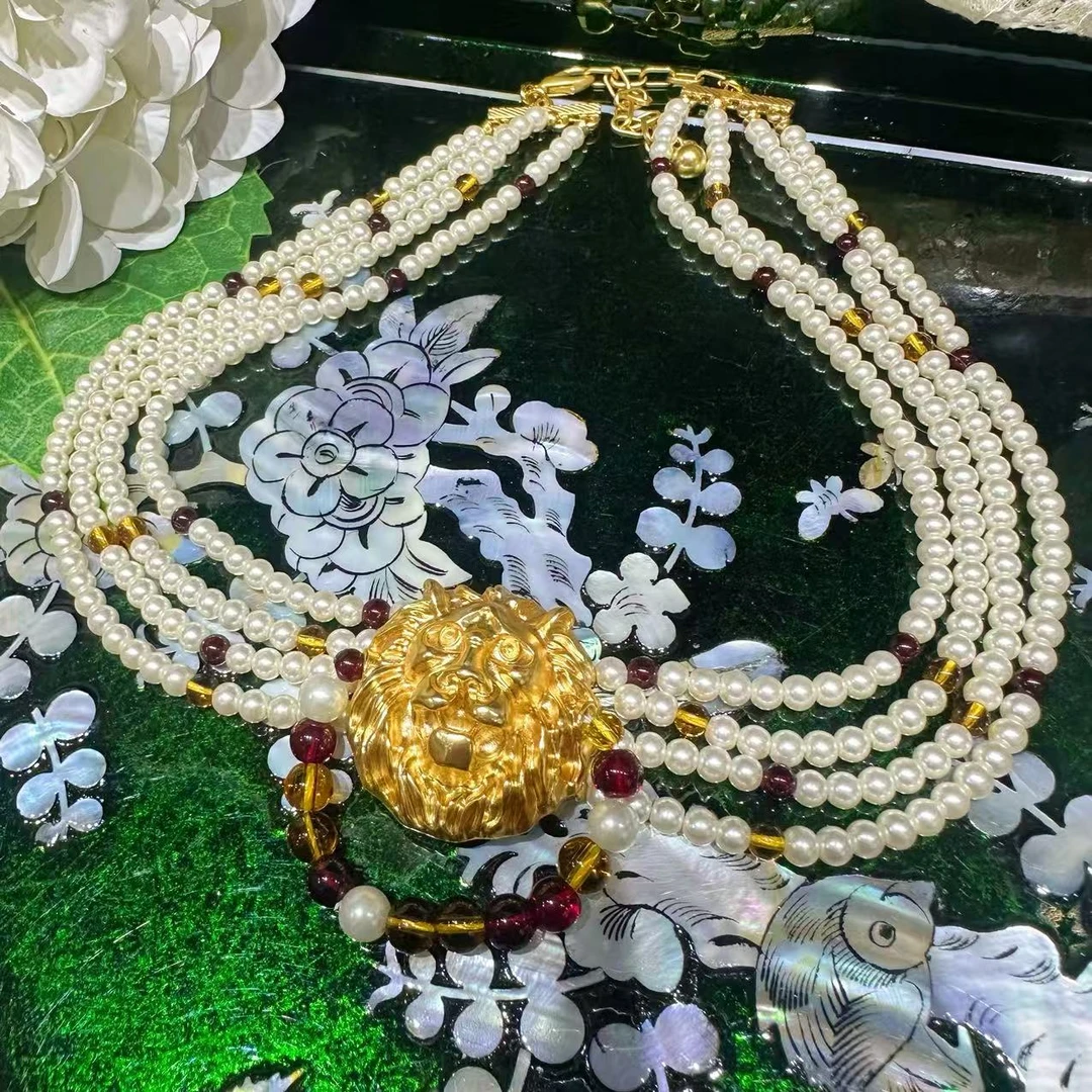 铜合金项链 中古 狮子 时尚百搭项链