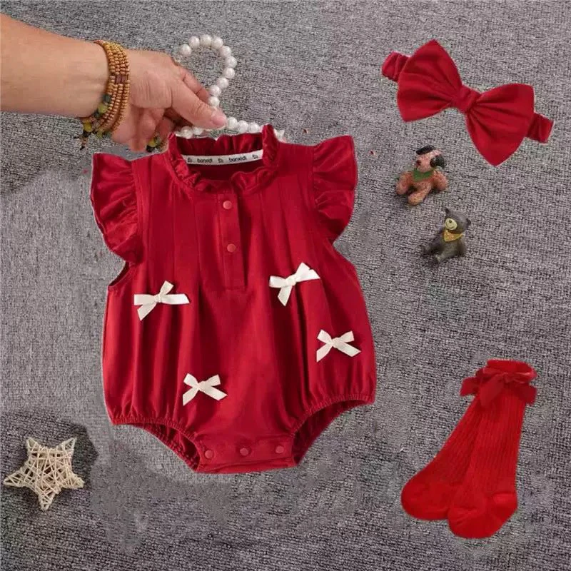 婴儿衣服夏装婴幼儿连体衣女宝宝包屁衣百天周岁礼服夏季