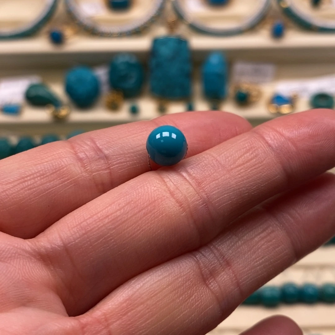 绿松石未镶嵌珠宝奇石直径7.5圆珠