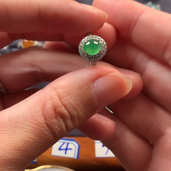 翡翠银S925镶嵌戒指缅甸Ａ货翡翠