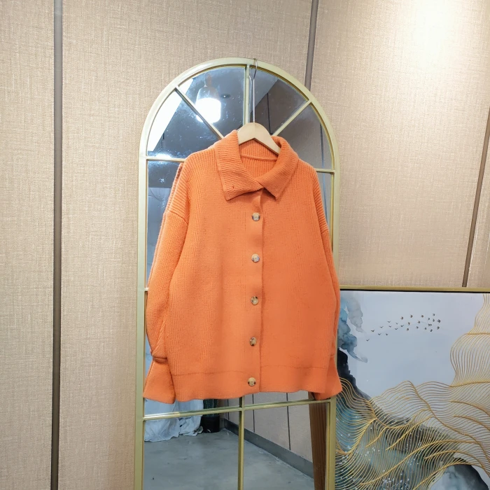 AF175孕妇橘色毛衣开衫100-140