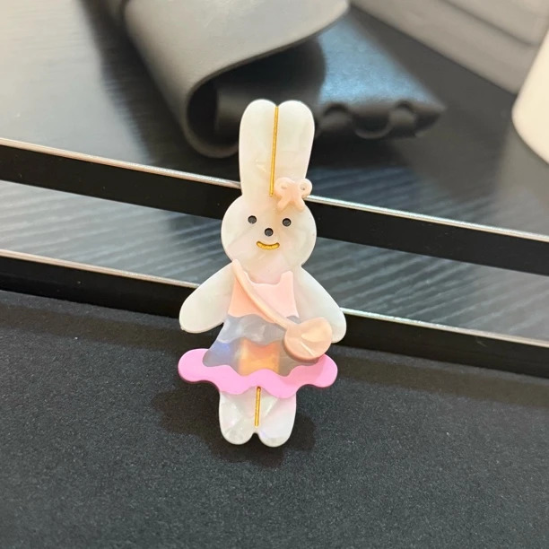 新款醋酸拼接发夹可爱小兔子