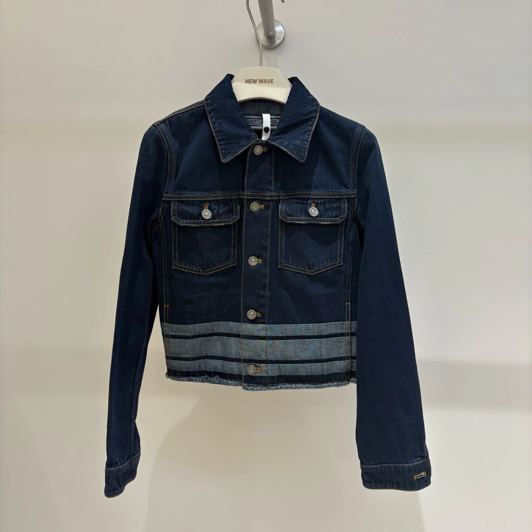 未使用 DIOR/迪奥 DI2500 牛仔外套深蓝色小蜜蜂刺绣 专柜价25000