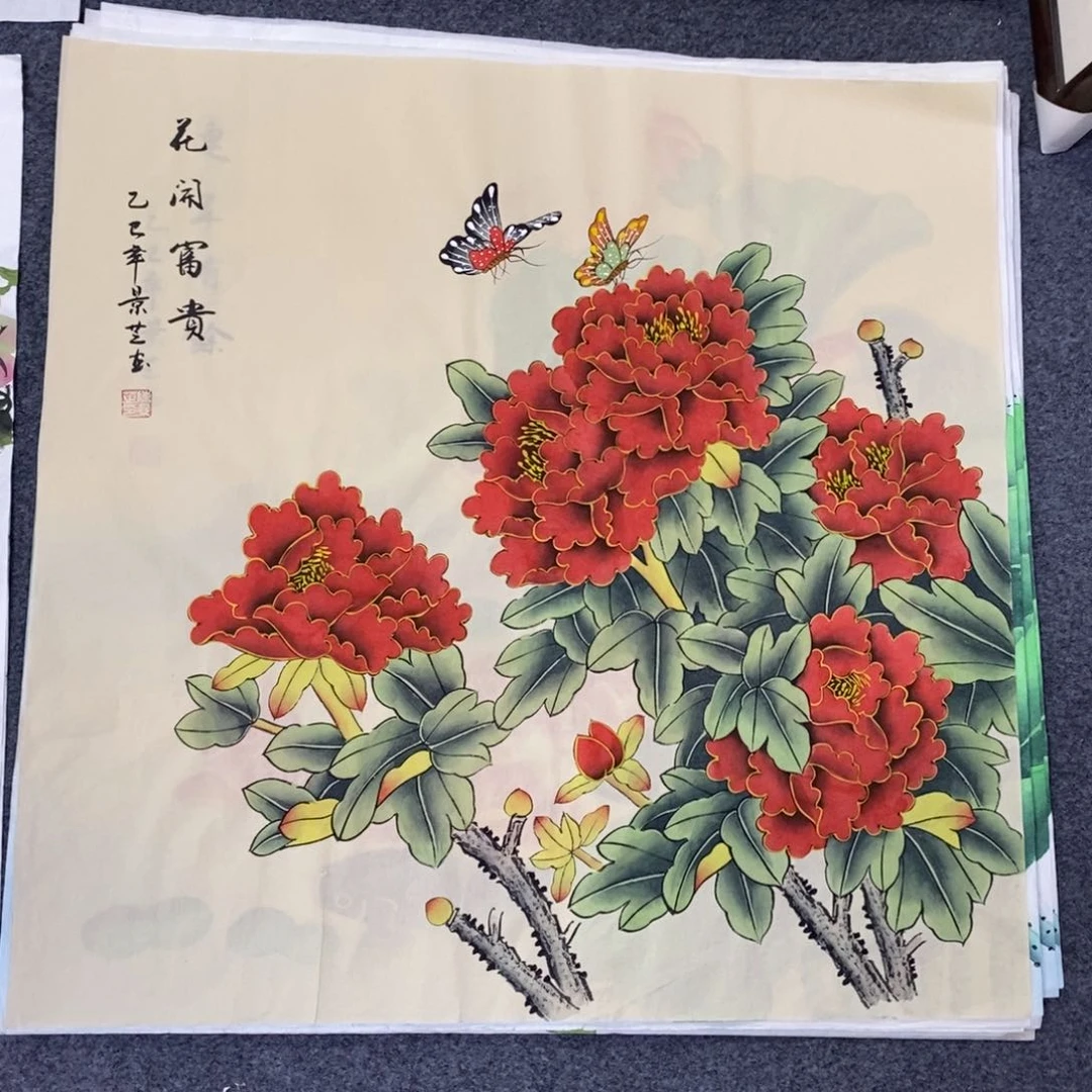 国画尺寸68✖️68斗方纯手绘工笔画