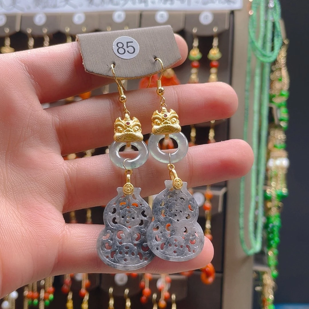 翡翠耳饰合金翡翠