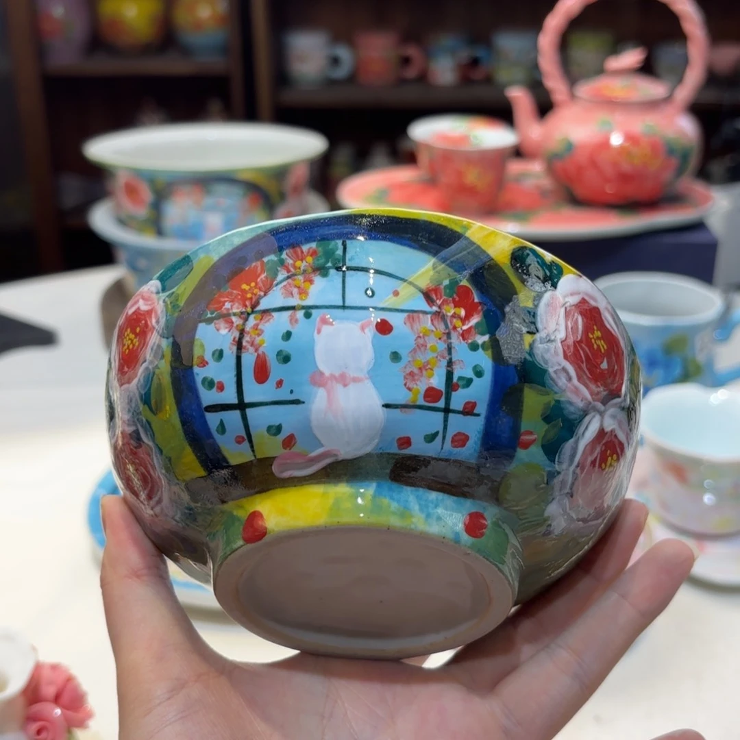 景德镇手绘高温釉下彩陶瓷茶具