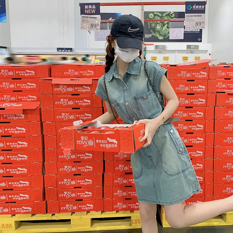 设计感无袖牛仔连衣裙女夏2025新款绝美减龄小个子收腰显瘦衬衫裙