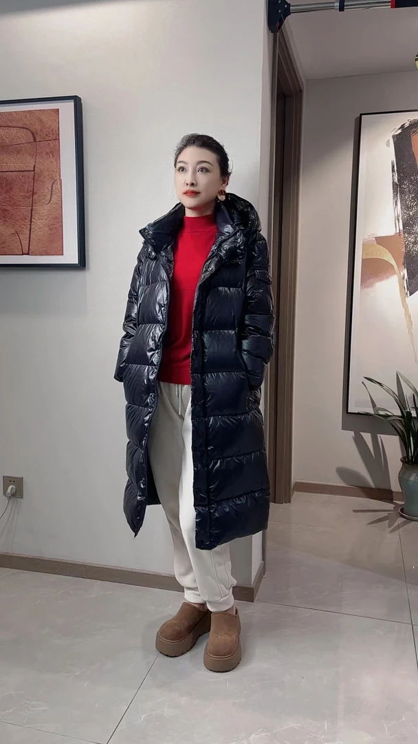 新款冬季情侣款极寒系列白鸭绒长款加厚羽绒服保暖连帽外套