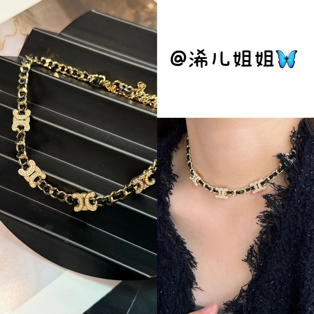 铜合金皮质项链 【浠儿姐姐】编织皮革字母项链轻奢时尚Choker颈链