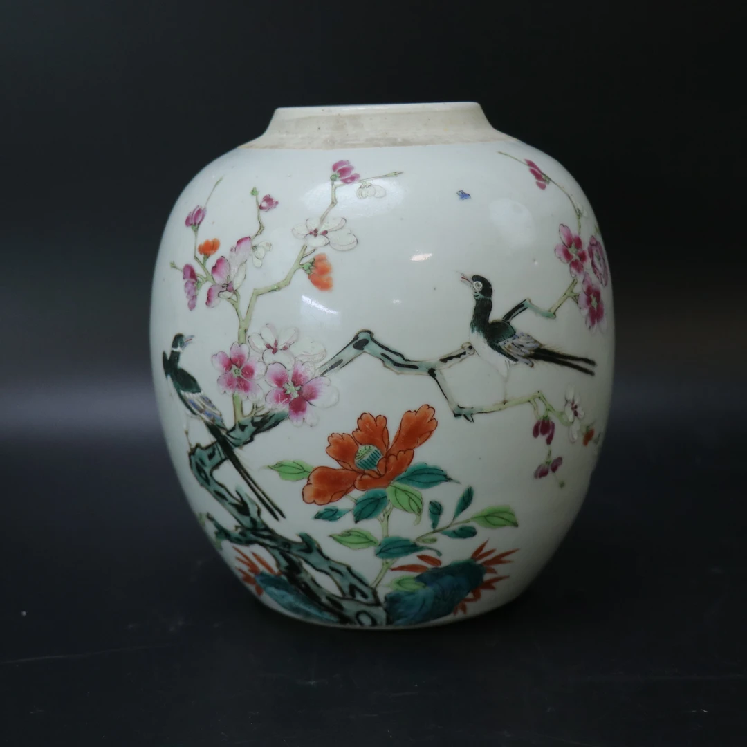 Lot.25100114清雍正喜鹊登梅粉彩罐 高：约18.5cm