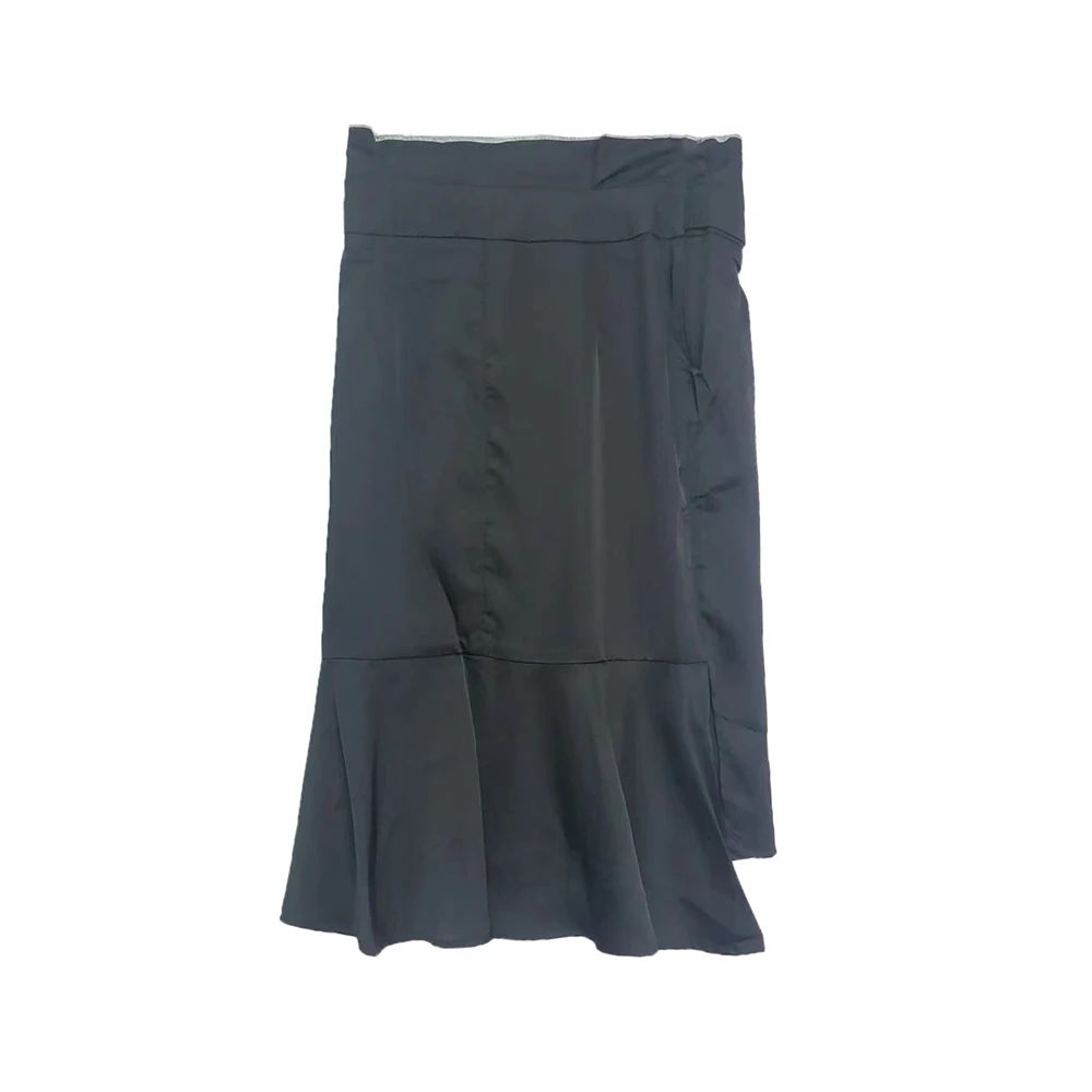 E10350【新款】时尚高腰显瘦黑色开叉半身裙