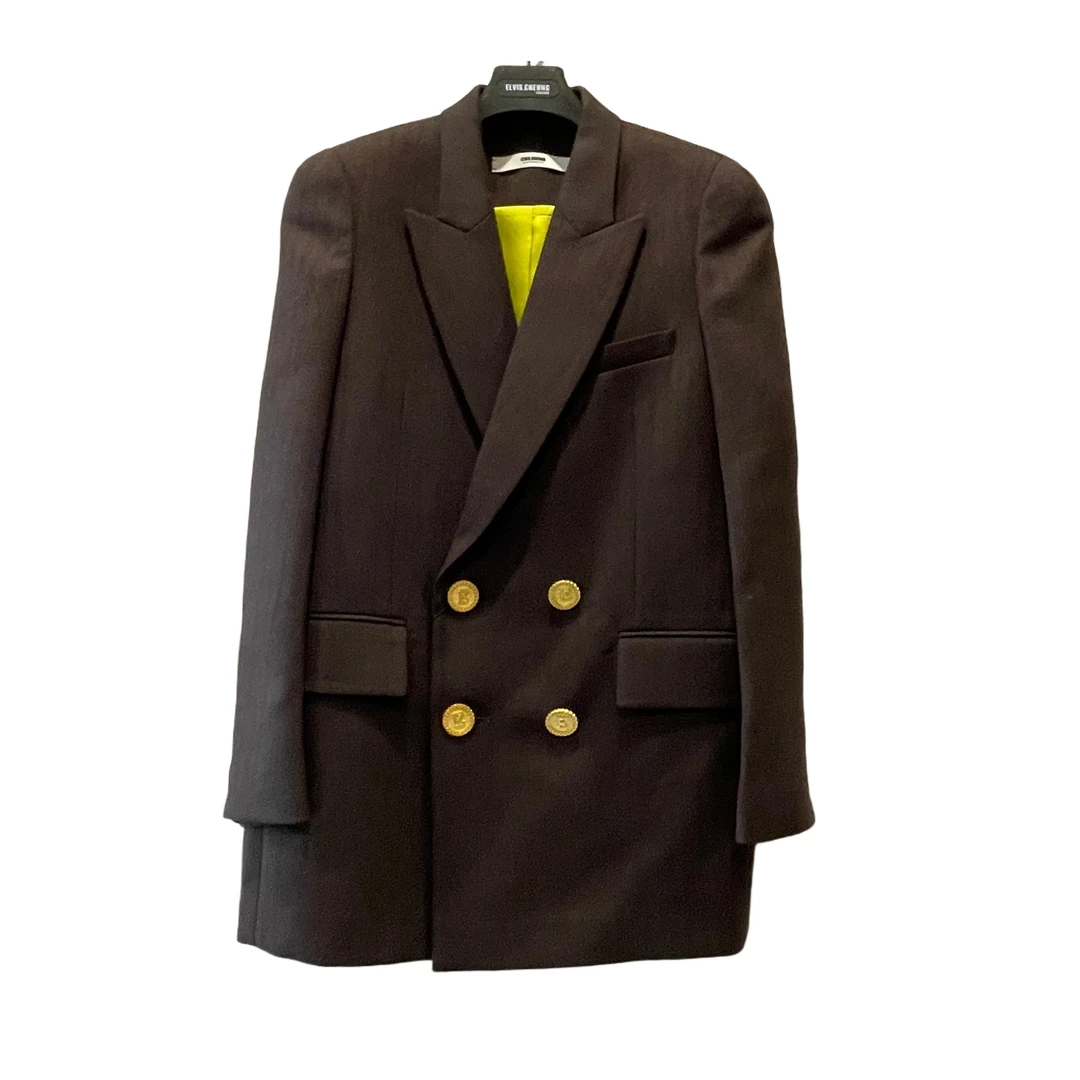 【顾文婷推荐】蒋云 复古人字薄呢圆肩阔版西装 E2H03011AA911