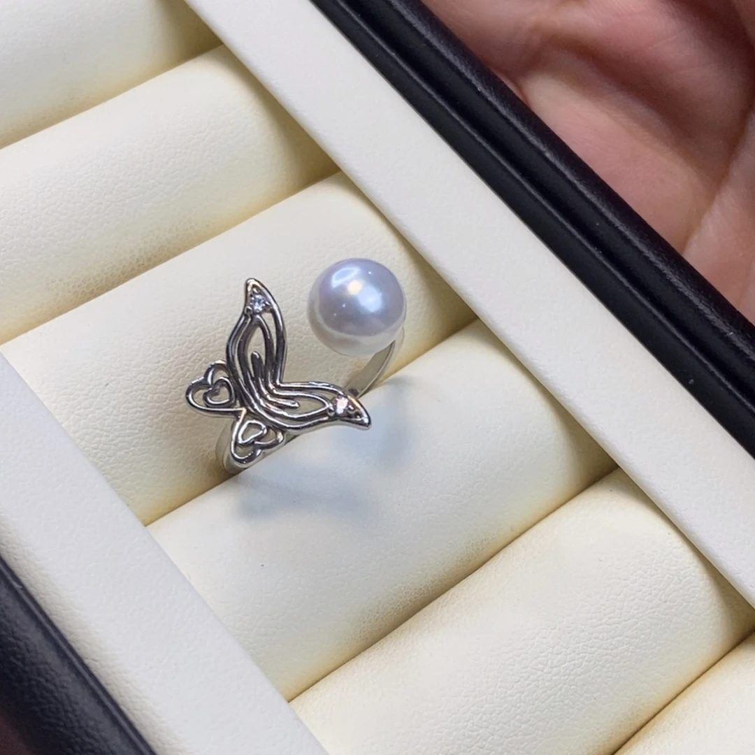 银S925镶嵌淡水珍珠戒指