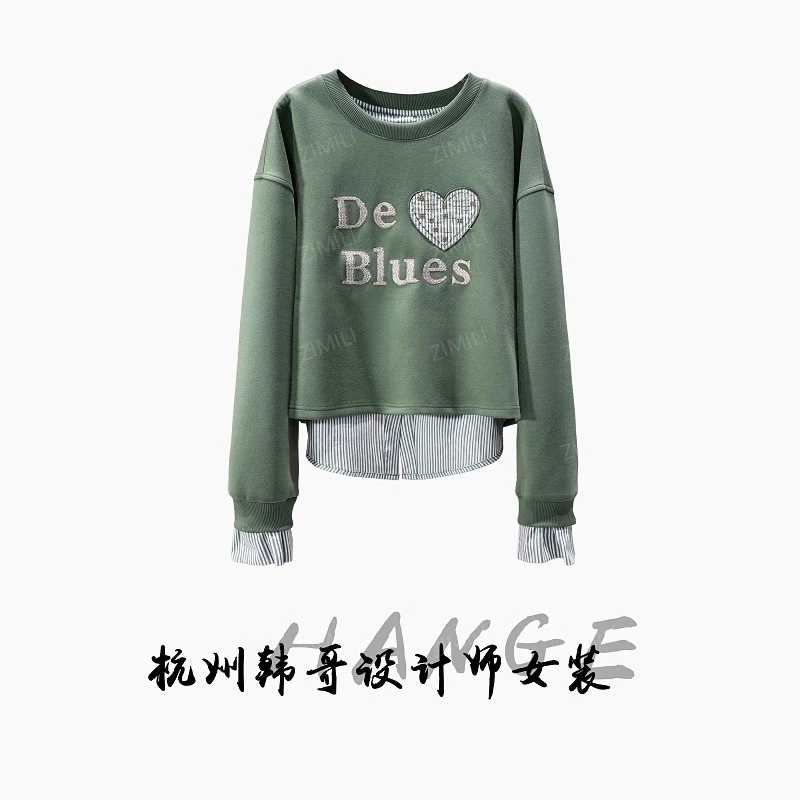 【韩哥欧货女装】冬季麂皮绒加厚《葱倩》弹力双面撞色卫衣26582-K4