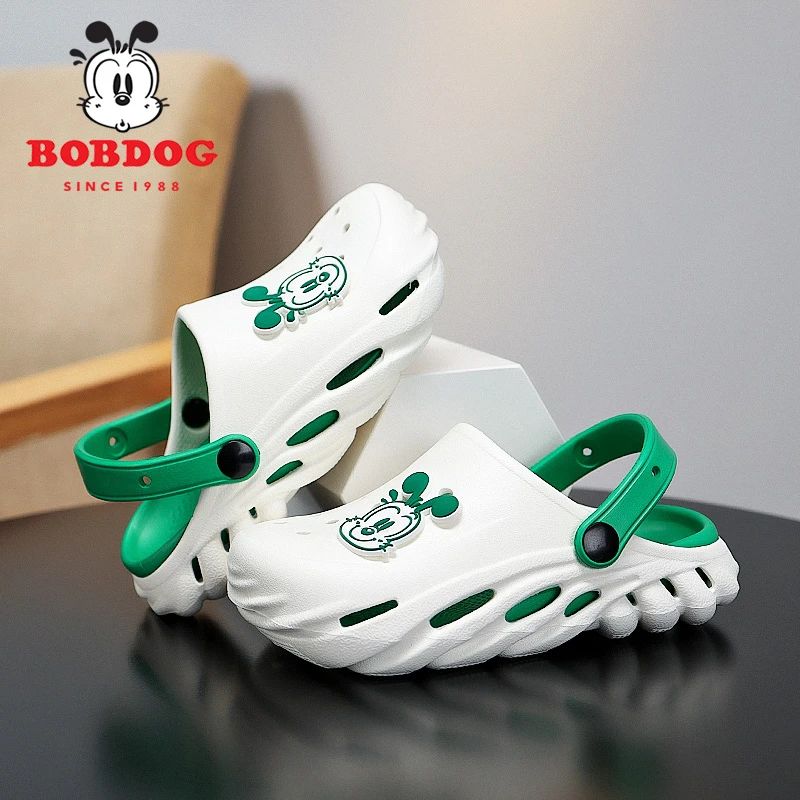 巴布豆儿童卡通洞洞鞋夏季包头男童凉拖鞋女童宝宝室内居家凉拖鞋