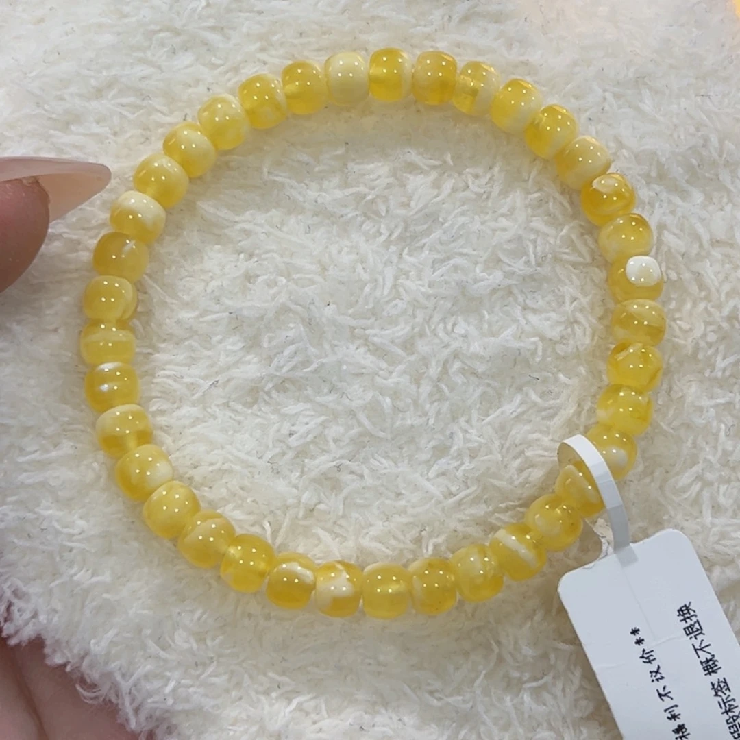 未镶嵌蜜蜡手链6m金白叠戴神器