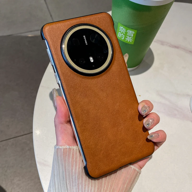 无边框牛皮纹适用华为mate70手机壳mate70pro新款皮质mate60pro简