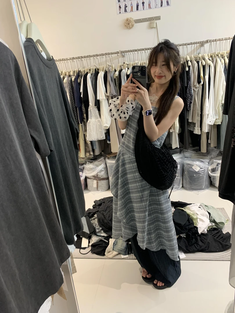 十三行OLIVE-夏季福秒慵懒宽松不规则吊带连衣裙#2585