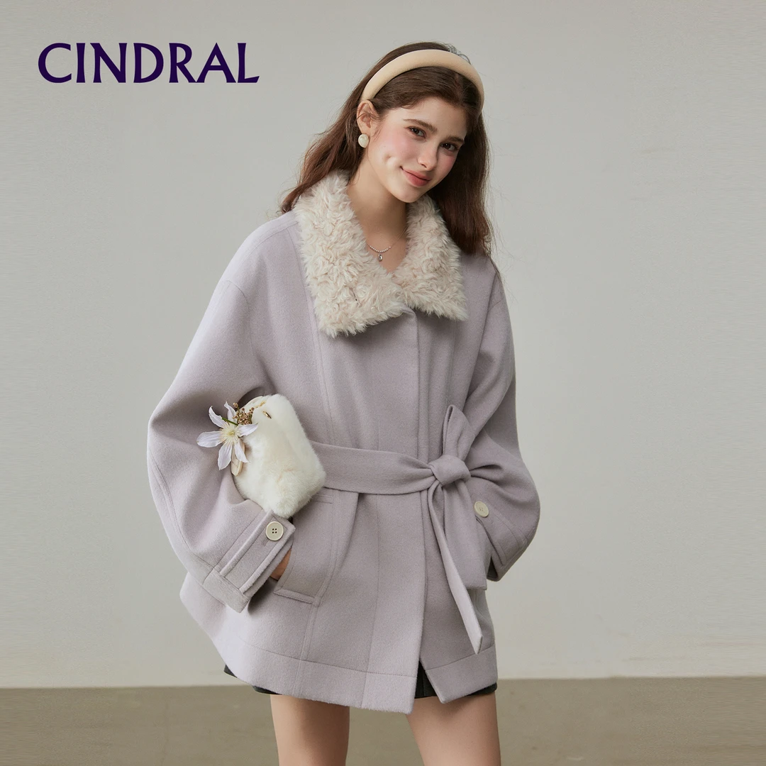 【熙地】翻领厚款加绒加厚款长袖短款气质毛呢时尚外套 C85DM0643Z