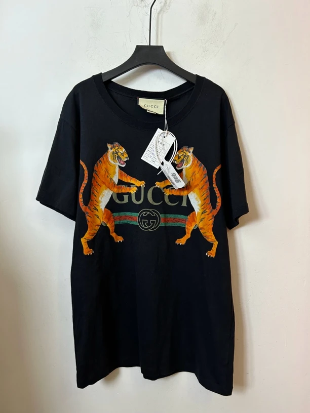 95新 GUCCI/古驰 古驰gucci老虎黑色半袖95新