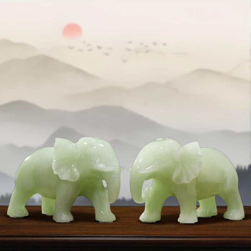 吉祥大象摆件一对客厅玄关酒柜办公室装饰品乔迁新居搬新家礼物