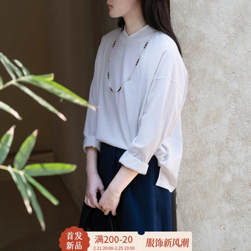 言作原创早春新品磨毛绒感新疆长绒棉新中式罩衫 明媚的絮语 二