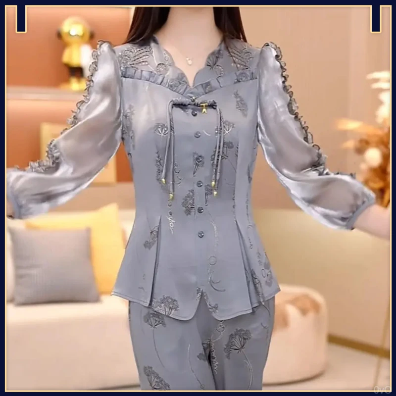 高端裤子件套新中式新款上衣气质2025时尚套装女春夏俩