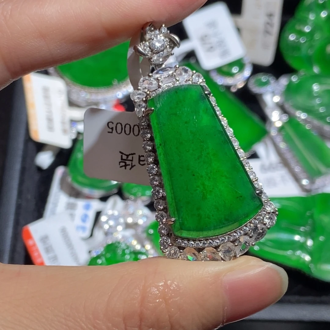 翡翠银S925镶嵌吊坠(不含链)