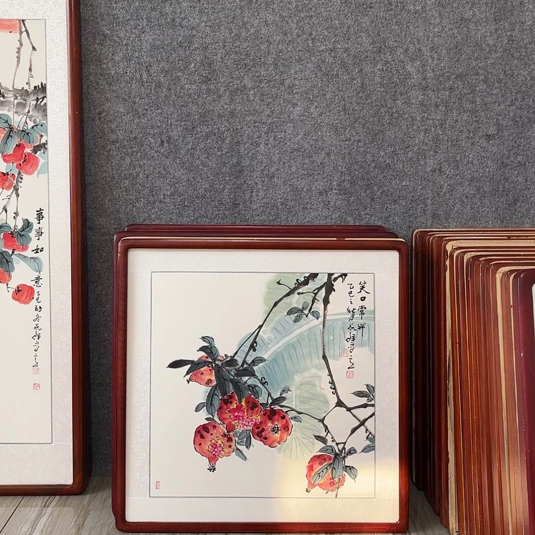 国画书画作品带框63×63