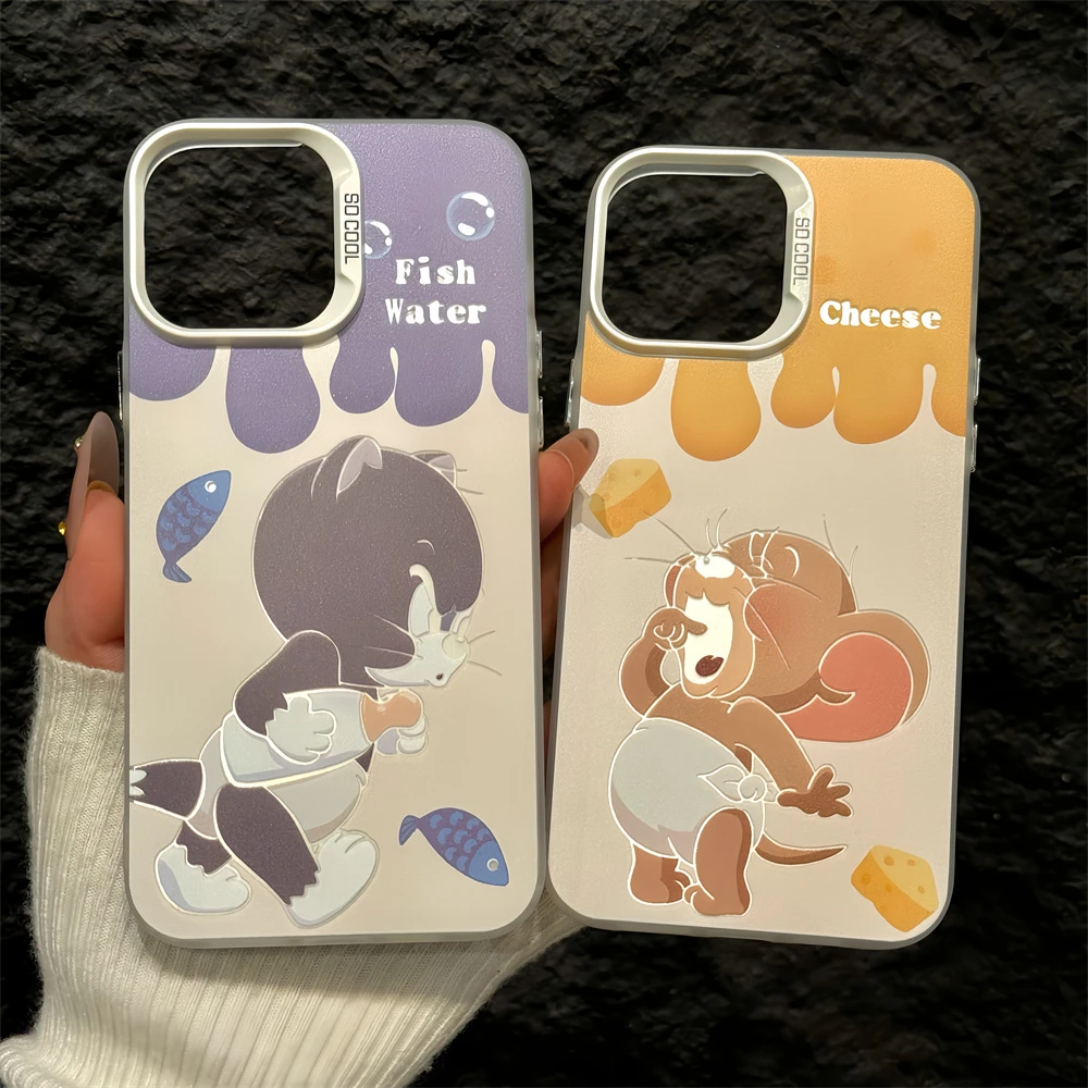 奶酪杰瑞适用苹果16pro手机壳iPhone15彩银华为p60小众磨砂荣耀80