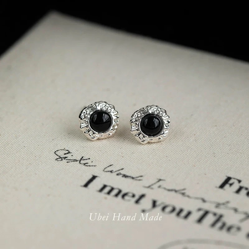 铜合金耳饰 AL6145 简约黑色百搭高级感耳钉