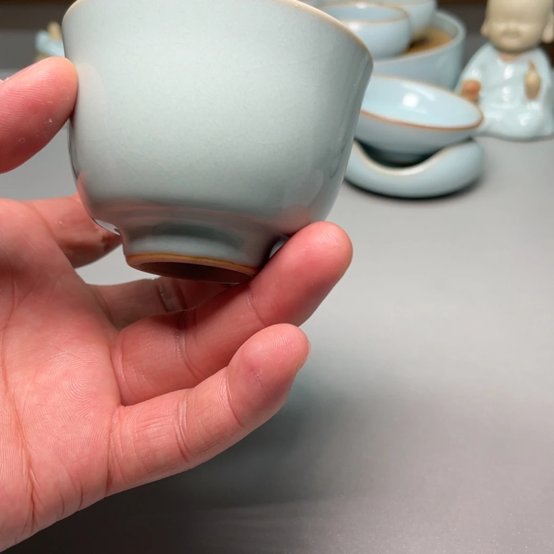 民***渔瓷天青色赵琳老师瑕铃铛