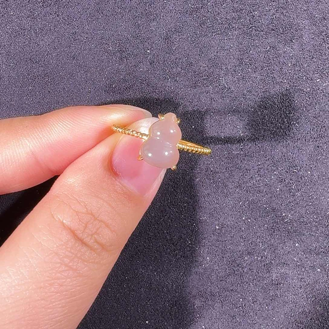 和田玉戒指银S925镶嵌葫芦