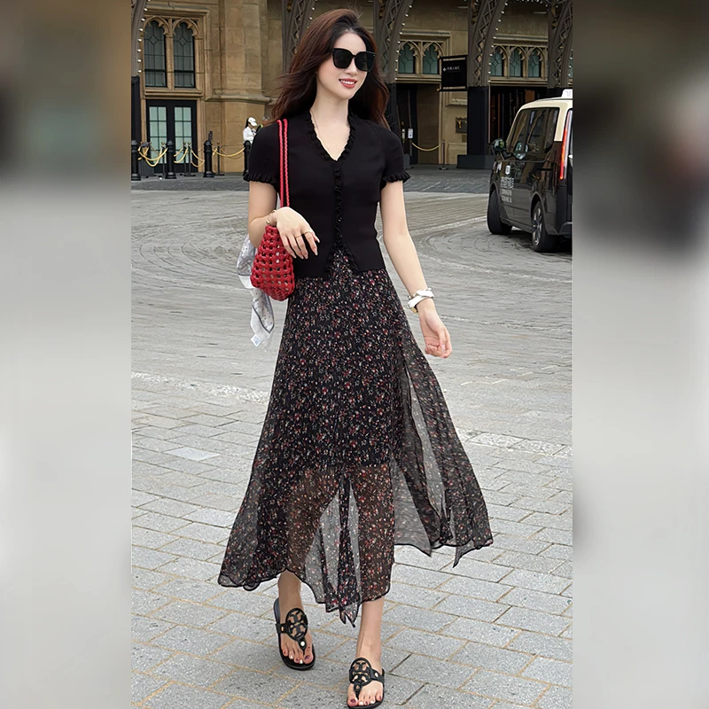 【浪漫之都】夏季新款时尚高档气质显瘦碎花半身裙子AS5KBQ0307