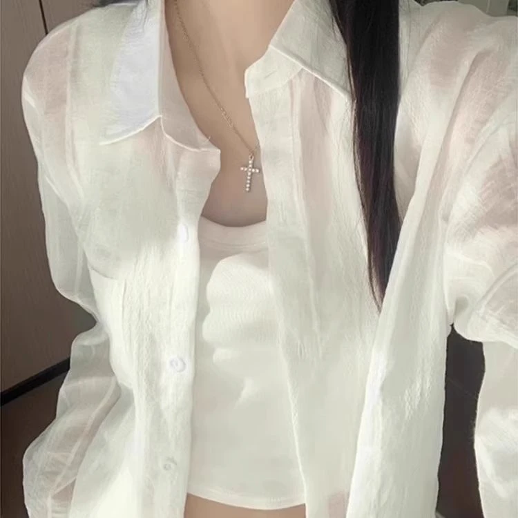 法式薄款白色防晒衬衫女装2025夏季新款亚麻气质棉麻衬衣外套上衣