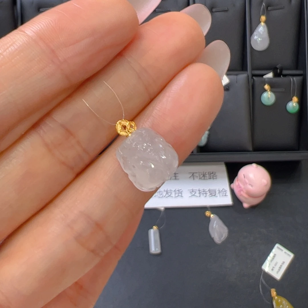 吊坠(不含链)18K金镶嵌翡翠