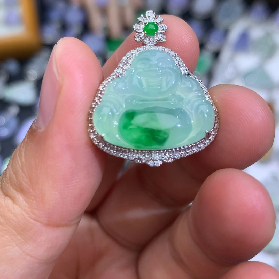 翡翠18K金镶嵌吊坠(不含链)签收后48小时鉴赏期