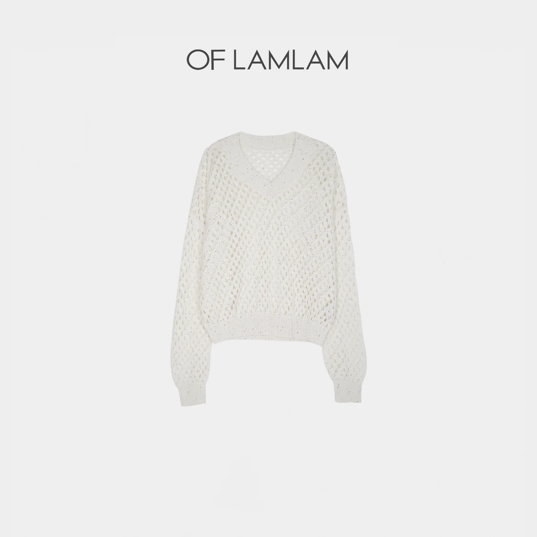 “奢感极光”  经典V领时尚气质镂空长袖 OFLAMLAM MM009G