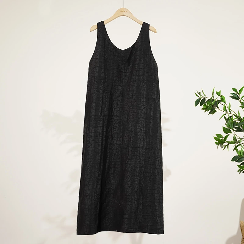 香云纱龟裂纹三年老料面包背心裙女士连衣裙（250079）2025