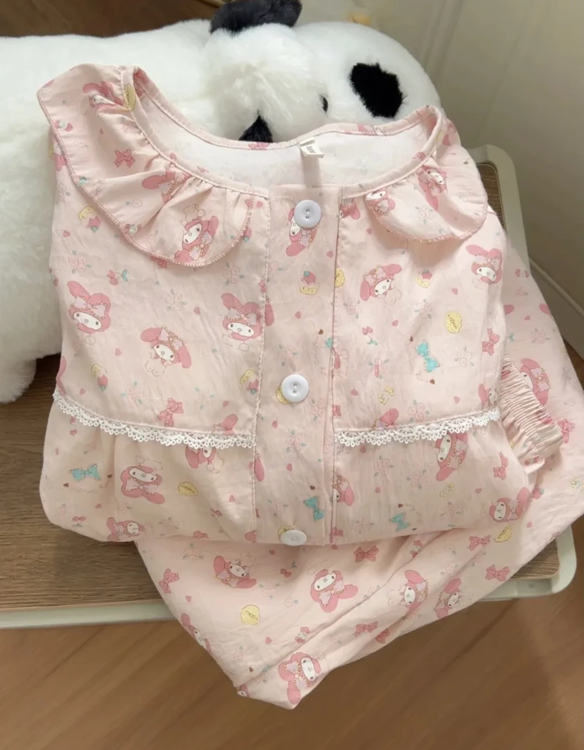 【奶糖专属】ins美乐蒂甜美睡衣女春秋新款云朵棉带胸垫可爱家居服