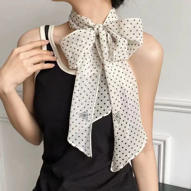 【波点飘带】 乔其纱纱巾防晒丝巾百搭经典款披肩