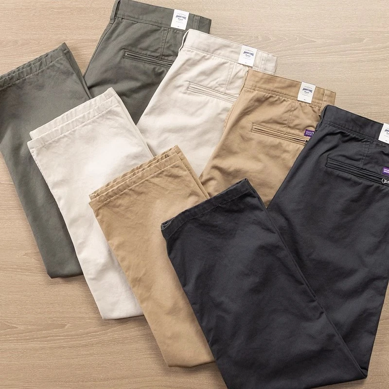 男士纯棉休闲直筒裤美式宽松阔腿裤都市通勤百搭秋冬新款长裤